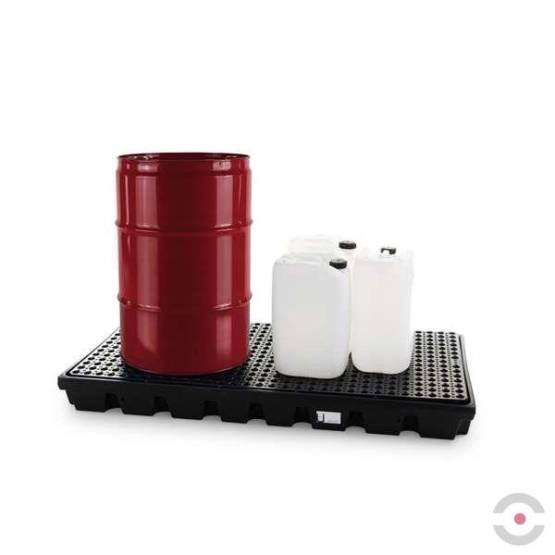 Wanna wychwytowa Jonesco, platforma robocza LOW na 2 beczki, czarny 1600 x 800 x 150 mm